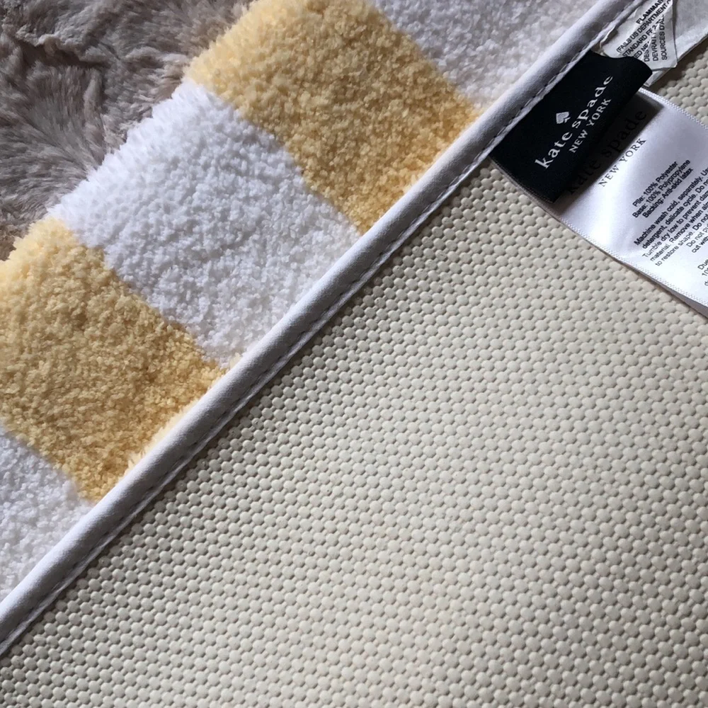 kate spade Yellow and White Striped Bath Rug